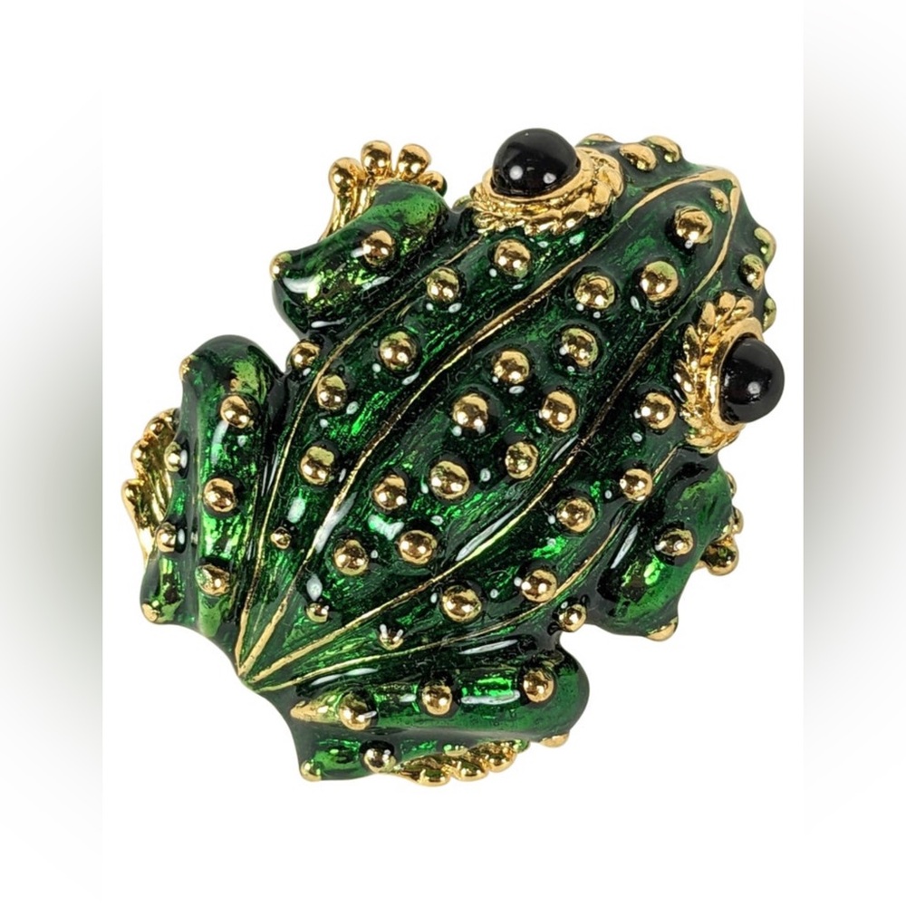 Charming Ciner Enamel Frog Ruby Eyes